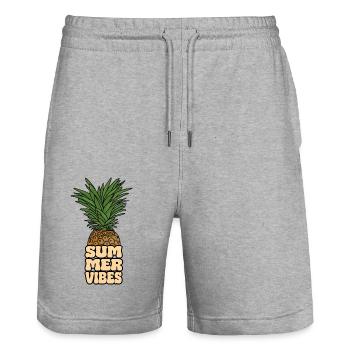 Ananas - Summervibes - Stanley/Stella Unisex Bio Joggingshorts Trainer  - Grau meliert - Vorne - Nik (191cm) & Marisol (170cm)