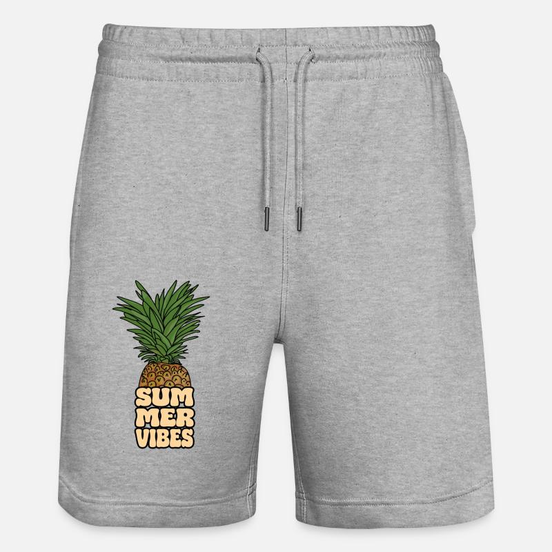 Ananas - Summervibes - Stanley/Stella Unisex Bio Joggingshorts Trainer  - Grau meliert