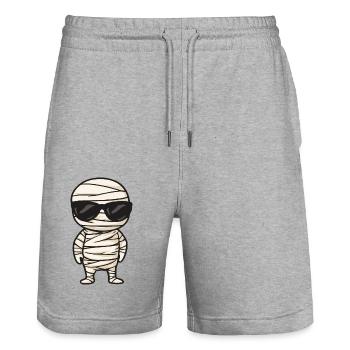Mumie Halloween Cool - Stanley/Stella Unisex Bio Joggingshorts Trainer  - Grau meliert - Vorne - Nik (191cm) & Marisol (170cm)