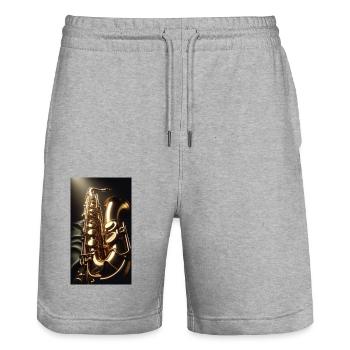 Saxophone - Short de jogging bio TRAINER Stanley/Stella unisexe - gris chiné - Devant - Nik (191cm) & Marisol (170cm)
