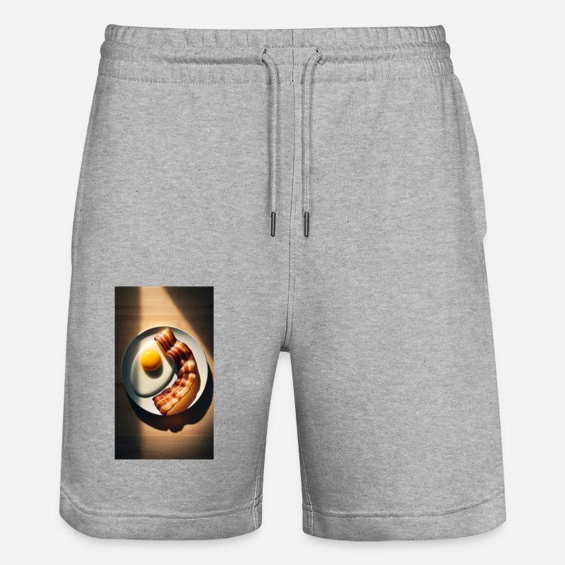 Bacon and eggs - Stanley/Stella Trainer Unisex Organic Jogging Shorts - heather grey