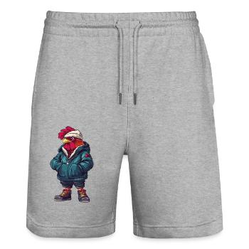 Coq Mode Hiver - Short de jogging bio TRAINER Stanley/Stella unisexe - gris chiné - Devant - Nik (191cm) & Marisol (170cm)