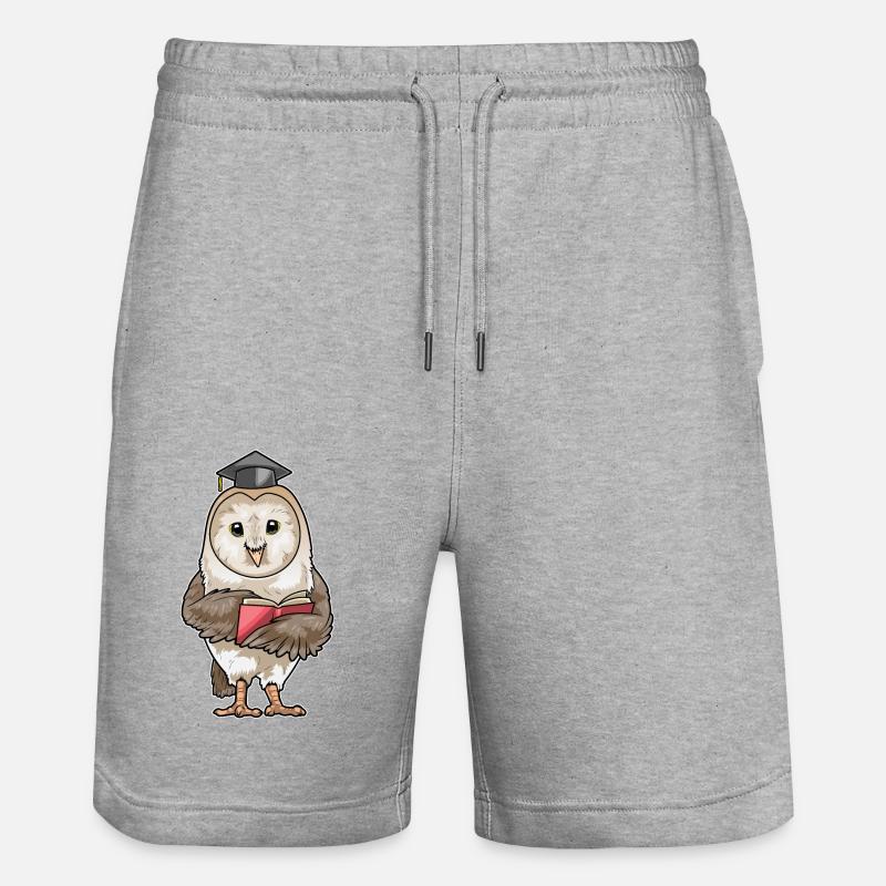 Eule Lehrer Buch - Stanley/Stella Unisex Bio Joggingshorts Trainer  - Grau meliert