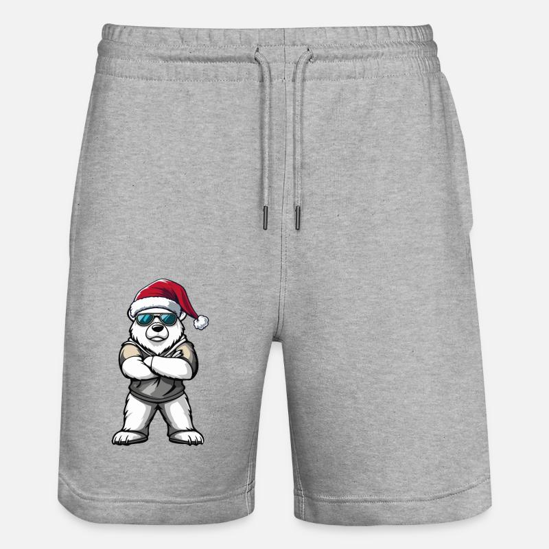 Eisbär Weihnachtsmann - Stanley/Stella Unisex Bio Joggingshorts Trainer  - Grau meliert