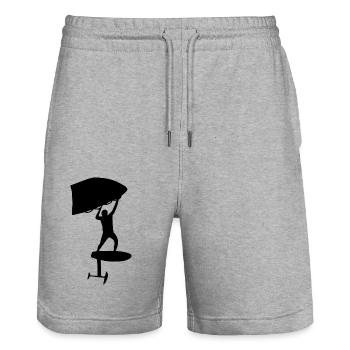 Wingfoiling label - Stanley/Stella Unisex Bio Joggingshorts Trainer  - Grau meliert - Vorne - Nik (191cm) & Marisol (170cm)