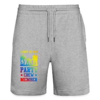 Lloret De Mar Party Crew - Stanley/Stella Trainer Unisex Organic Jogging Shorts - heather grey - Front - Nik (191cm) & Marisol (170cm)