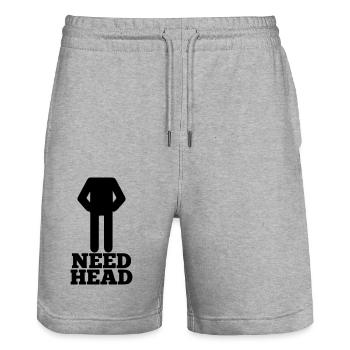 need head - Stanley/Stella Trainer Unisex Organic Jogging Shorts - heather grey - Front - Nik (191cm) & Marisol (170cm)