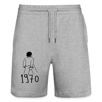 1970 Geburtstag 1970 - Stanley/Stella Unisex Bio Joggingshorts Trainer  - Grau meliert - Vorne - Nik (191cm) & Marisol (170cm)