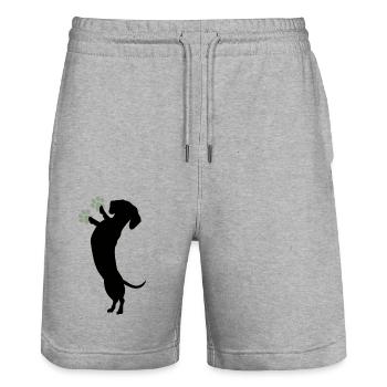Adorable Dachshund Silhouette Design - Stanley/Stella Trainer Unisex Organic Jogging Shorts - heather grey - Front - Nik (191cm) & Marisol (170cm)