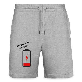 Motivations-Ladung - Stanley/Stella Unisex Bio Joggingshorts Trainer  - Grau meliert - Vorne - Nik (191cm) & Marisol (170cm)
