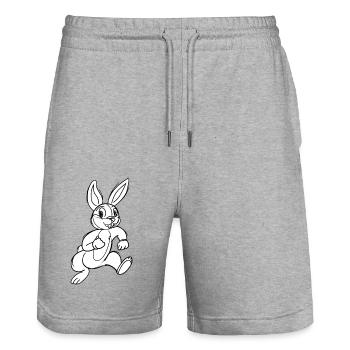 lapin cartoon - Short de jogging bio TRAINER Stanley/Stella unisexe - gris chiné - Devant - Nik (191cm) & Marisol (170cm)