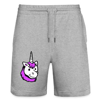 Einhorn Pink Süß Hübsch Freundlich Cartoon Pferd - Stanley/Stella Unisex Bio Joggingshorts Trainer  - Grau meliert - Vorne - Nik (191cm) & Marisol (170cm)