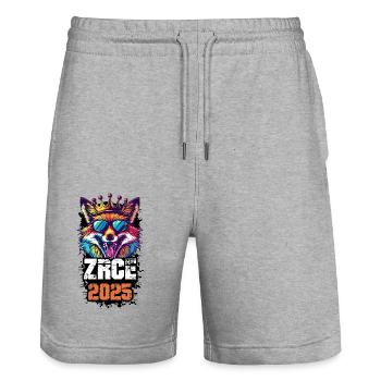 Zrce 2025 Renard des Fêtes - Short de jogging bio TRAINER Stanley/Stella unisexe - gris chiné - Devant - Nik (191cm) & Marisol (170cm)