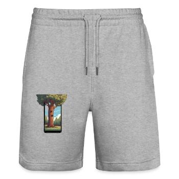 The Smartphone Tree - The environment in your phone! - Stanley/Stella Trainer Unisex Organic Jogging Shorts - heather grey - Front - Nik (191cm) & Marisol (170cm)