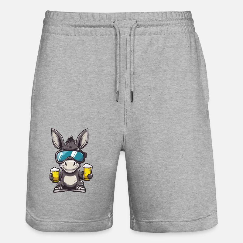 Esel Apres Ski Bier - Stanley/Stella Unisex Bio Joggingshorts Trainer  - Grau meliert