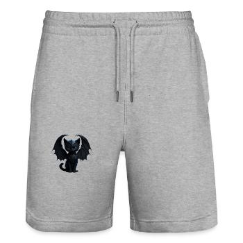 Mignon chat gothique noir avec des ailes noires - Short de jogging bio TRAINER Stanley/Stella unisexe - gris chiné - Devant - Nik (191cm) & Marisol (170cm)
