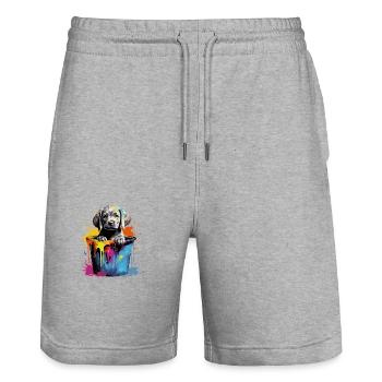 Labrador Hund Hunderasse - Stanley/Stella Unisex Bio Joggingshorts Trainer  - Grau meliert - Vorne - Nik (191cm) & Marisol (170cm)
