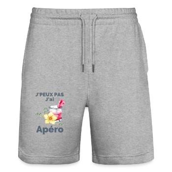 Ich kann keinen Aperitif haben - Stanley/Stella Unisex Bio Joggingshorts Trainer  - Grau meliert - Vorne - Nik (191cm) & Marisol (170cm)