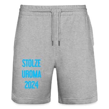 Stolze Uroma 2024 - Stanley/Stella Unisex Bio Joggingshorts Trainer  - Grau meliert - Vorne - Nik (191cm) & Marisol (170cm)