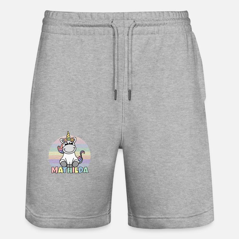 Mathilda Einhorn Name - Stanley/Stella Unisex Bio Joggingshorts Trainer  - Grau meliert