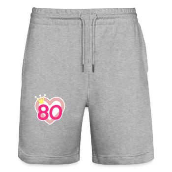 80th Birthday Princess Crown - Stanley/Stella Trainer Unisex Organic Jogging Shorts - heather grey - Front - Nik (191cm) & Marisol (170cm)
