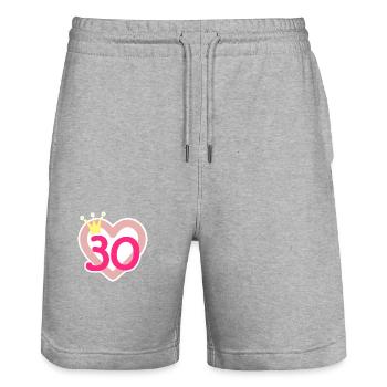 30th Birthday Princess Crown - Stanley/Stella Trainer Unisex Organic Jogging Shorts - heather grey - Front - Nik (191cm) & Marisol (170cm)