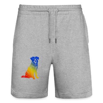 Australian Shepherd Dog Multicolored - Stanley/Stella Trainer Unisex Organic Jogging Shorts - heather grey - Front - Nik (191cm) & Marisol (170cm)