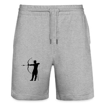 Bogenschießen Mann Silhouette - Stanley/Stella Unisex Bio Joggingshorts Trainer  - Grau meliert - Vorne - Nik (191cm) & Marisol (170cm)