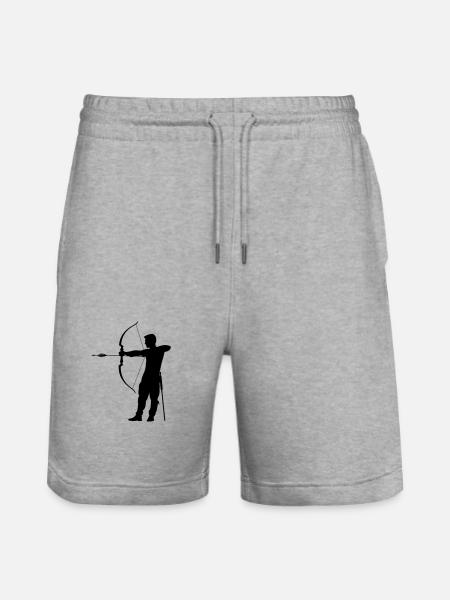 Archery Man Silhouette - Stanley/Stella Trainer Unisex Organic Jogging Shorts - heather grey