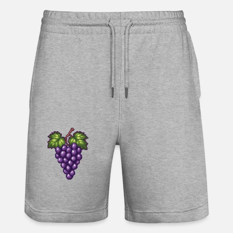 Weintrauben Pixel - Stanley/Stella Unisex Bio Joggingshorts Trainer  - Grau meliert