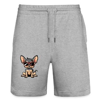 Chihuahua Hund - Stanley/Stella Unisex Bio Joggingshorts Trainer  - Grau meliert - Vorne - Nik (191cm) & Marisol (170cm)