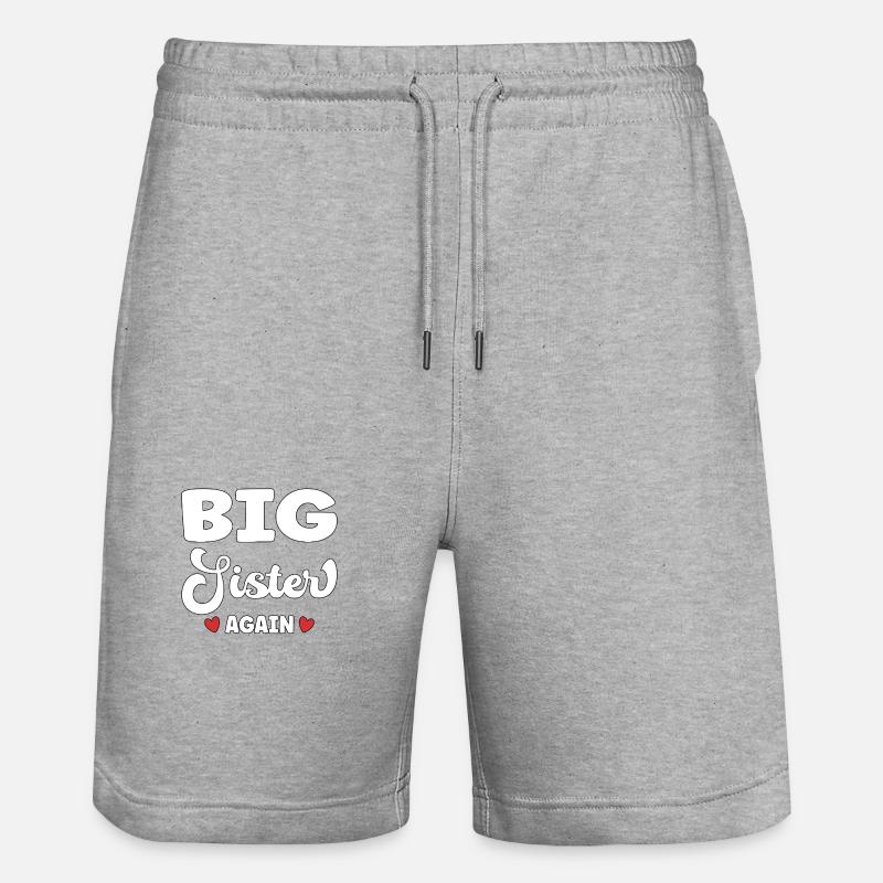 Big Sister Again – Dire grossesse - Short de jogging bio TRAINER Stanley/Stella unisexe - gris chiné