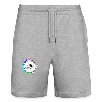 Symbole de l’icône Saturne - Short de jogging bio TRAINER Stanley/Stella unisexe - gris chiné - Devant - Nik (191cm) & Marisol (170cm)