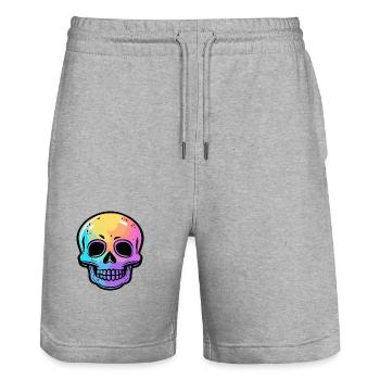 Crâne Halloween Squelette coloré - Short de jogging bio TRAINER Stanley/Stella unisexe - gris chiné - Devant - Nik (191cm) & Marisol (170cm)