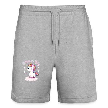 Dream Big Unicorn Inspiration for Unicorn Lovers - Stanley/Stella Trainer Unisex Organic Jogging Shorts - heather grey - Front - Nik (191cm) & Marisol (170cm)