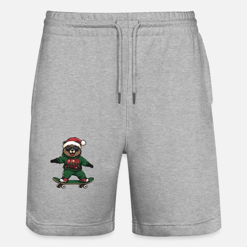 Ours Noël Drôle - Short de jogging bio TRAINER Stanley/Stella unisexe - gris chiné