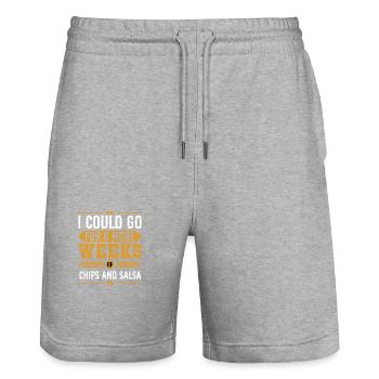 Je pourrais aller pour 6 semaines de plus de frites et de salsa - Short de jogging bio TRAINER Stanley/Stella unisexe - gris chiné - Devant - Nik (191cm) & Marisol (170cm)