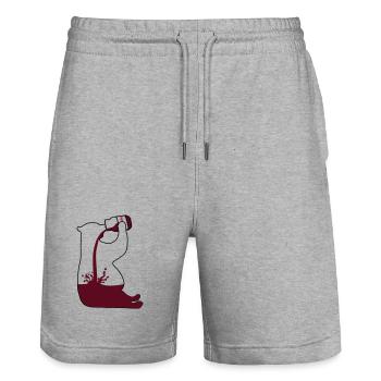 Gewichtheber Bär Schoki - Chocoholic - Stanley/Stella Unisex Bio Joggingshorts Trainer  - Grau meliert - Vorne - Nik (191cm) & Marisol (170cm)