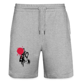 graffitis pulvérisateur avec bombe dans le style - Short de jogging bio TRAINER Stanley/Stella unisexe - gris chiné - Devant - Nik (191cm) & Marisol (170cm)