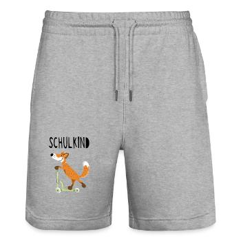 Endlich Schuldkind - Kleiner Fuchs mit Roller - Stanley/Stella Unisex Bio Joggingshorts Trainer  - Grau meliert - Vorne - Nik (191cm) & Marisol (170cm)