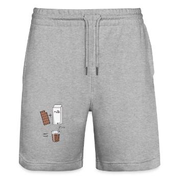 schokomilch Milch Schokolade - Stanley/Stella Unisex Bio Joggingshorts Trainer  - Grau meliert - Vorne - Nik (191cm) & Marisol (170cm)