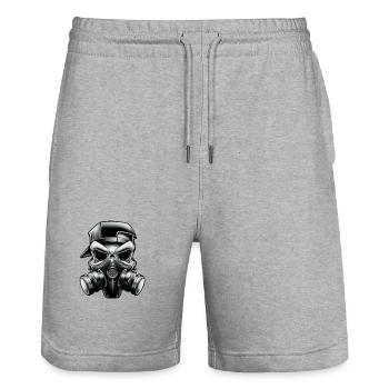 Masques cool Skull !!! - Short de jogging bio TRAINER Stanley/Stella unisexe - gris chiné - Devant - Nik (191cm) & Marisol (170cm)