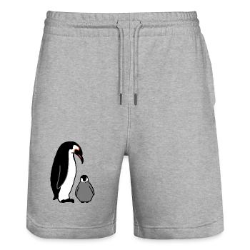 Penguin with baby - Stanley/Stella Trainer Unisex Organic Jogging Shorts - heather grey - Front - Nik (191cm) & Marisol (170cm)