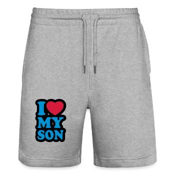 I love my son - Ich liebe meinen Sohn - Stanley/Stella Unisex Bio Joggingshorts Trainer  - Grau meliert - Vorne - Nik (191cm) & Marisol (170cm)