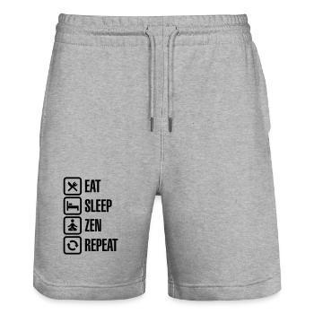 Eat - sleep - zen - repeat - Stanley/Stella Unisex Bio Joggingshorts Trainer  - Grau meliert - Vorne - Nik (191cm) & Marisol (170cm)