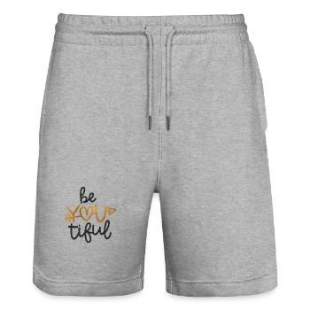 Motivational Design for Self-Confidence - Stanley/Stella Trainer Unisex Organic Jogging Shorts - heather grey - Front - Nik (191cm) & Marisol (170cm)