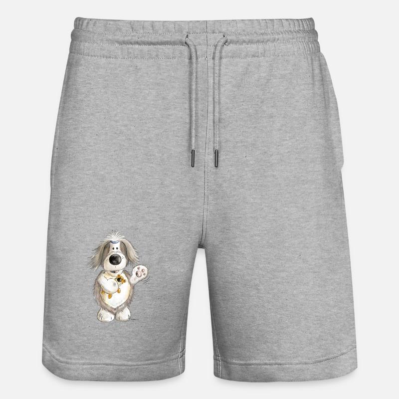 Beardie mit Teddy - Stanley/Stella Unisex Bio Joggingshorts Trainer  - Grau meliert