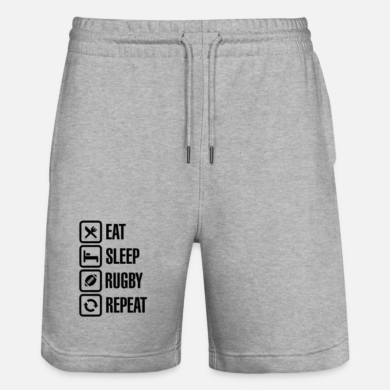 Eat Sleep Rugby Repeat - Short de jogging bio TRAINER Stanley/Stella unisexe - gris chiné