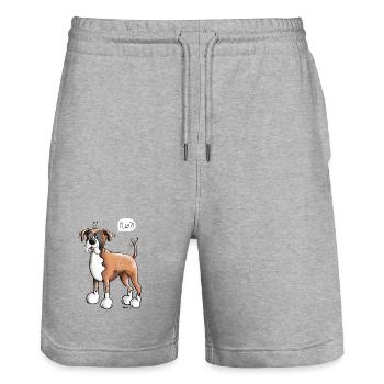 Deutscher Boxer Play - Stanley/Stella Unisex Bio Joggingshorts Trainer  - Grau meliert - Vorne - Nik (191cm) & Marisol (170cm)