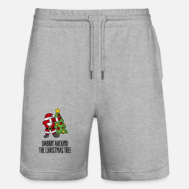 Dabbin' around the Christmas tree - Text - Stanley/Stella Unisex Bio Joggingshorts Trainer  - Grau meliert